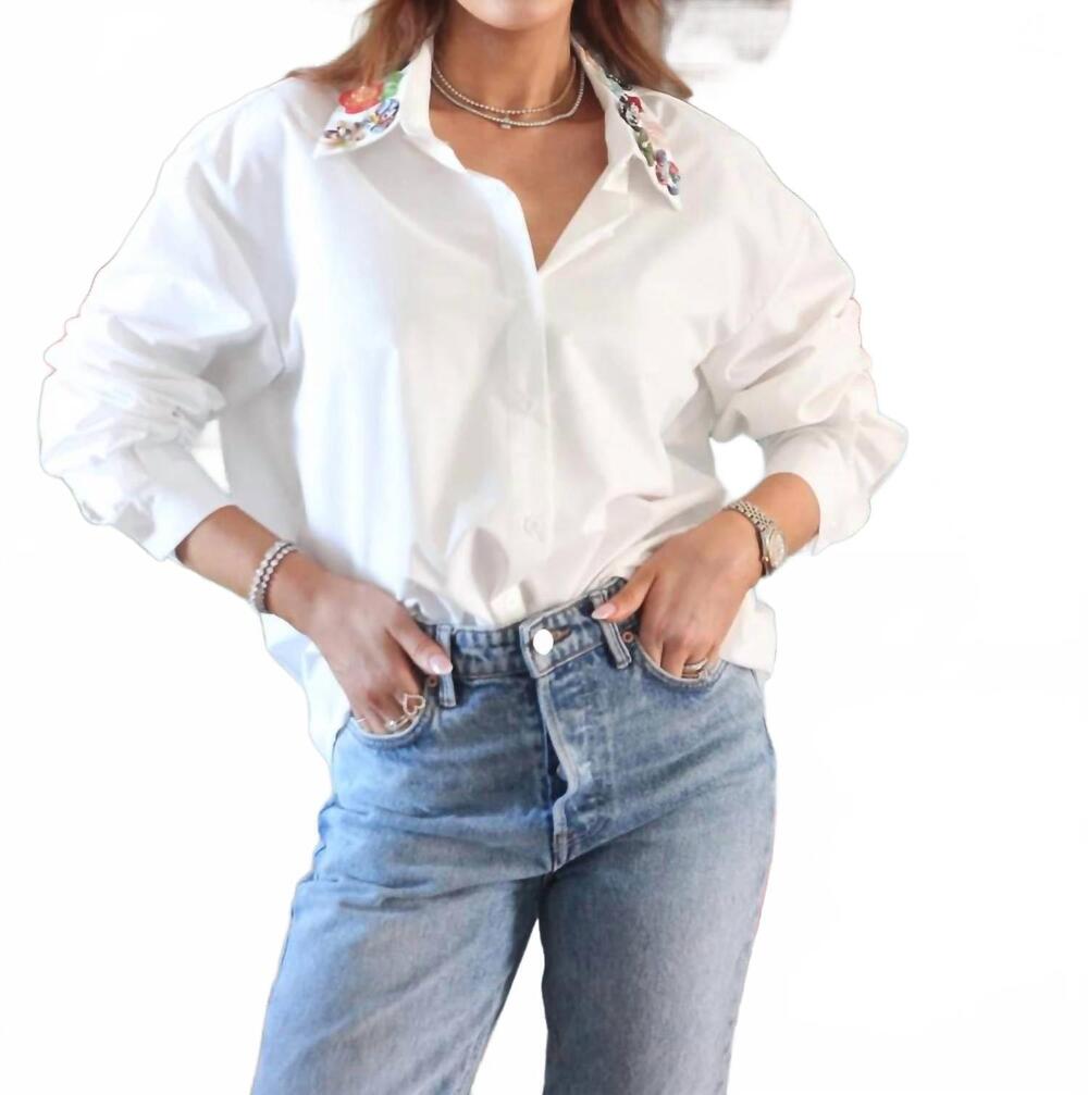NEW KARLIE flower power poplin top in white
